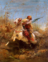 ADOLF SCHREYER ARAB WARRIOR LEADING A CHARGE 1 ARTIST PAINTING REPRODUCTION OIL