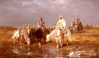 ADOLF SCHREYER ARABS WATERING THEIR HORSES 1 ARTIST PAINTING HANDMADE OIL CANVAS