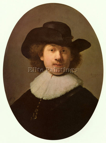 REMBRANDT SELF PORTRAIT OVAL  ARTIST PAINTING REPRODUCTION HANDMADE CANVAS REPRO