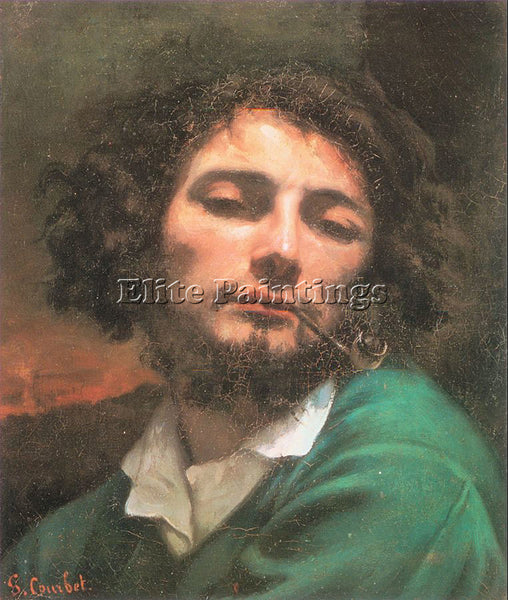 GUSTAVE COURBET SELF PORTRAIT MAN WITH A PIPE ARTIST PAINTING REPRODUCTION OIL
