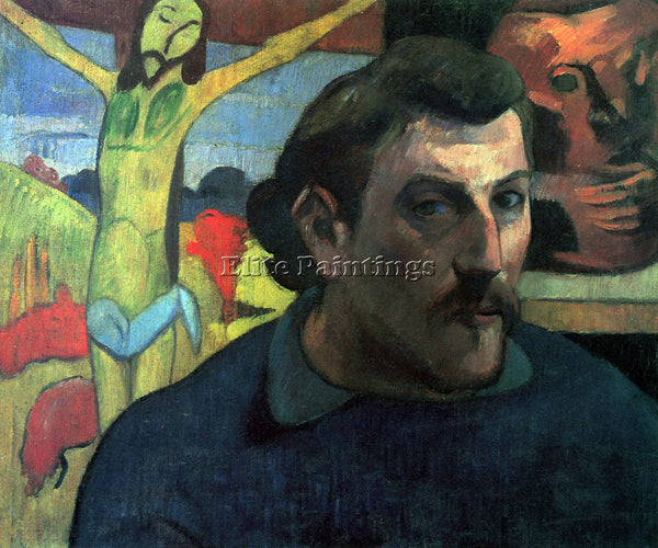 GAUGUIN SELF PORTRAIT WITH YELLOW CHRIST ARTIST PAINTING REPRODUCTION HANDMADE