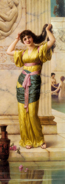 FRENCH SEMENOWSKY EISMAN A ROMAN BEAUTY IN THE BATHS ARTIST PAINTING HANDMADE