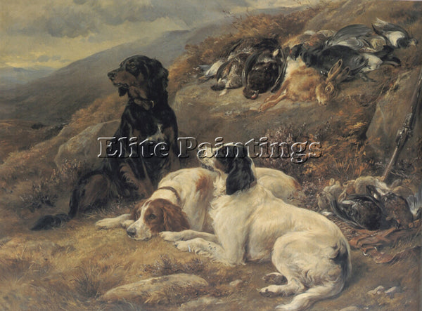 HEYWOOD HARDY SETTERS WITH THE MORNINGS BAG ARTIST PAINTING HANDMADE OIL CANVAS