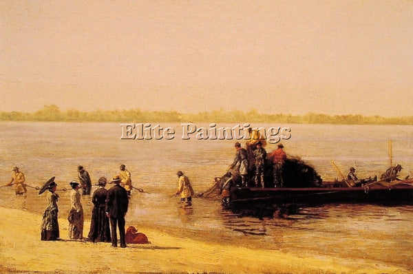 THOMAS EAKINS SHAD FISHING AT GLOUCESTER ON THE DELEWARE RIVER PAINTING HANDMADE