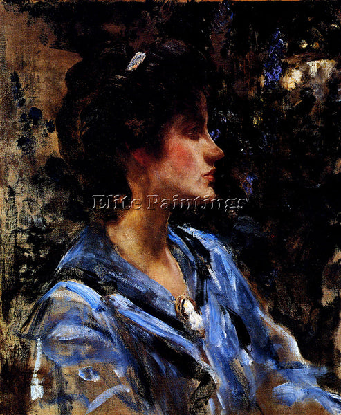 JAMES JEBUSA SHANNON YOUNG WOMAN IN BLUE ARTIST PAINTING REPRODUCTION HANDMADE