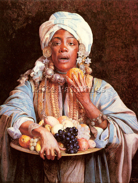 GUISEPPE SIGNORINI A NORTH AFRICAN FRUIT VENDOR ARTIST PAINTING REPRODUCTION OIL
