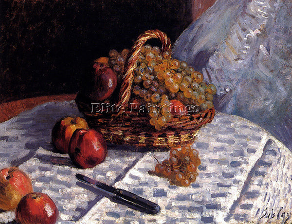 ALFRED SISLEY STILL LIFE APPLES AND GRAPES ARTIST PAINTING REPRODUCTION HANDMADE