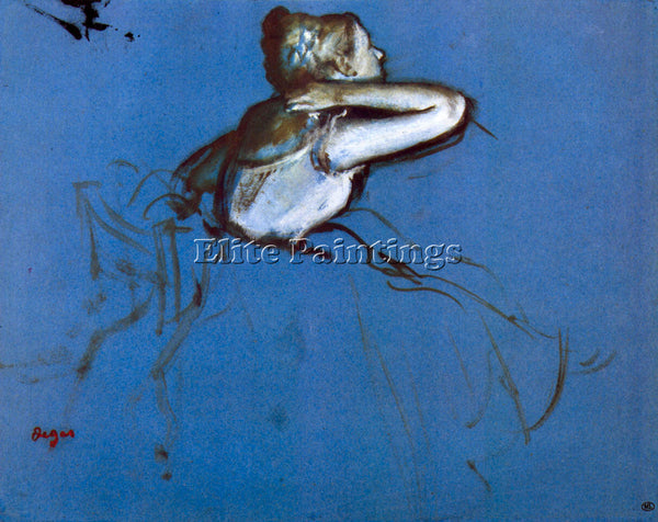 DEGAS SITTING DANCER IN PROFILE WITH HAND ON HER NECK ARTIST PAINTING HANDMADE