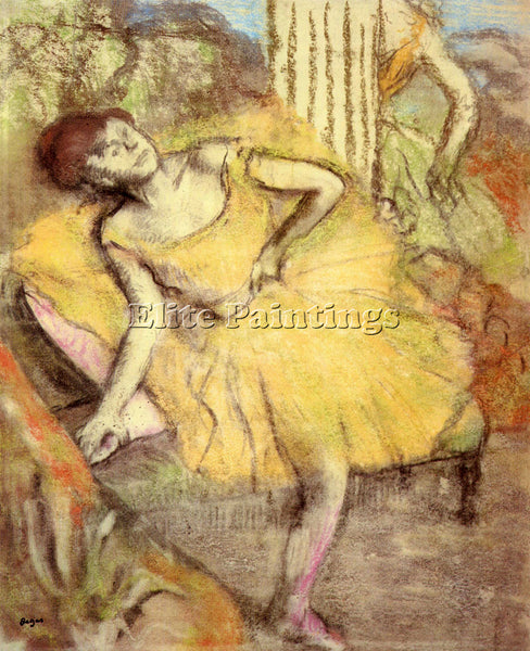 DEGAS SITTING DANCER WITH THE RIGHT LEG UP ARTIST PAINTING REPRODUCTION HANDMADE