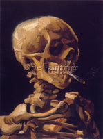 VAN GOGH SKULL WITH A BURNING CIGARETTE ARTIST PAINTING REPRODUCTION HANDMADE