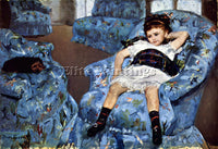 CASSATT SMALL GIRL IN THE BLUE ARMCHAIR ARTIST PAINTING REPRODUCTION HANDMADE