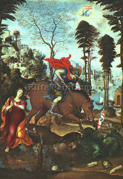 IL SODOMA ST GEORGE AND THE DRAGON ARTIST PAINTING REPRODUCTION HANDMADE OIL ART