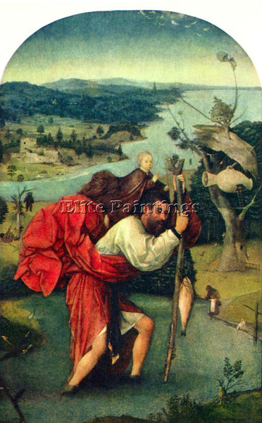 BOSCH ST CHRISTOPHER ARTIST PAINTING REPRODUCTION HANDMADE OIL CANVAS REPRO WALL
