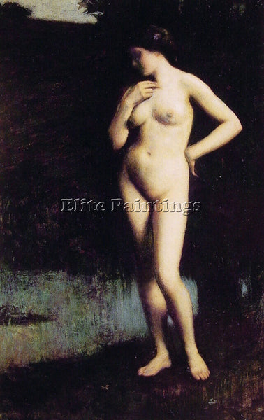 ANTONY TRONCET STANDING NUDE BEFORE THE LAKE ARTIST PAINTING HANDMADE OIL CANVAS