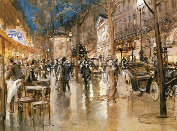 GEORGES STEIN EVENING ON A PARISIAN BOULEVARD ARTIST PAINTING REPRODUCTION OIL