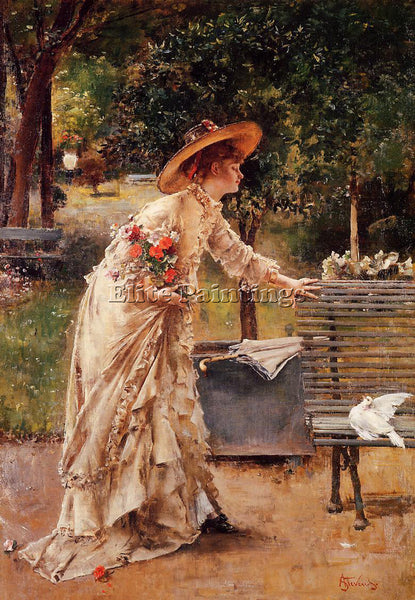 ALFRED STEVENS AFTERNOON IN THE PARK ARTIST PAINTING REPRODUCTION HANDMADE OIL
