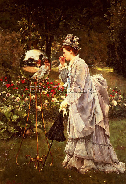 ALFRED STEVENS LA BOULE DE VERRE ARTIST PAINTING REPRODUCTION HANDMADE OIL REPRO