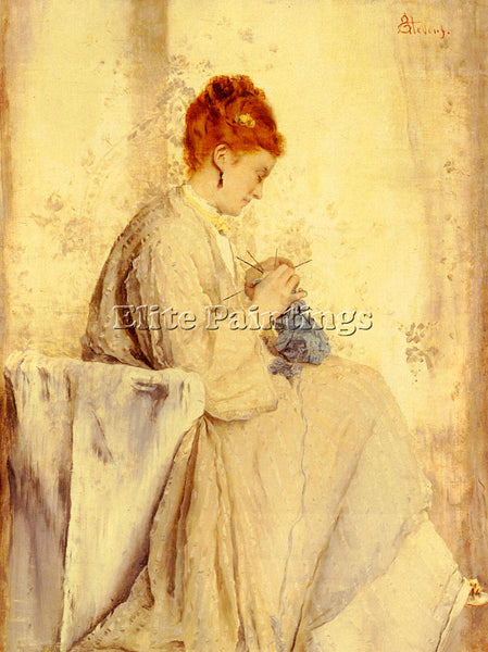 ALFRED STEVENS LA TRICOTEUSE ARTIST PAINTING REPRODUCTION HANDMADE CANVAS REPRO