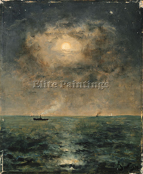 ALFRED STEVENS MOONLIT SEASCAPE ARTIST PAINTING REPRODUCTION HANDMADE OIL CANVAS