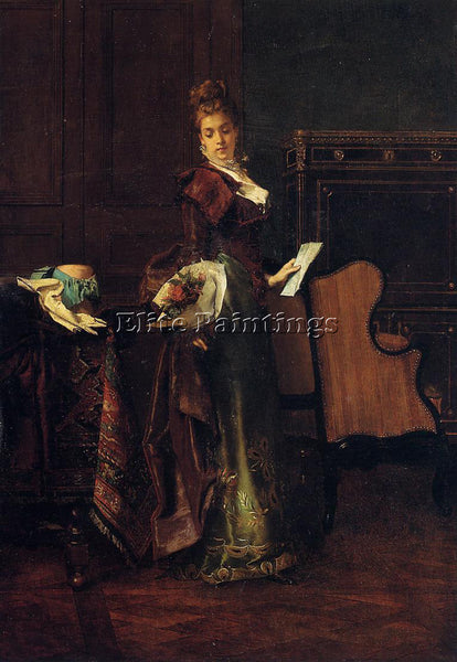 ALFRED STEVENS THE LOVE LETTER ARTIST PAINTING REPRODUCTION HANDMADE OIL CANVAS
