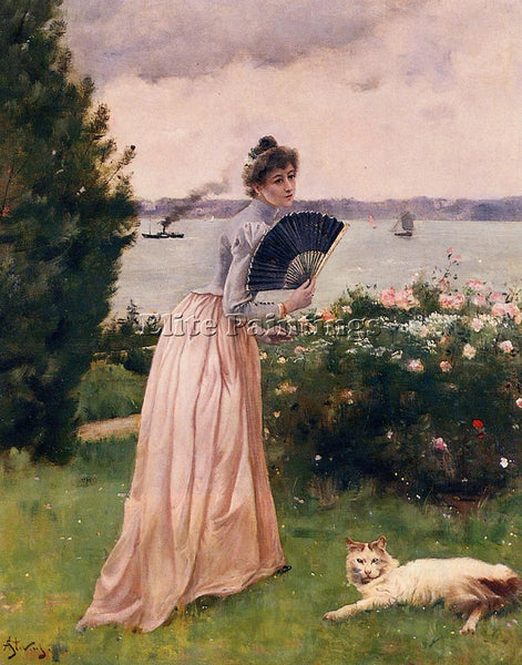 ALFRED STEVENS WOMAN WITH A FAN ARTIST PAINTING REPRODUCTION HANDMADE OIL CANVAS