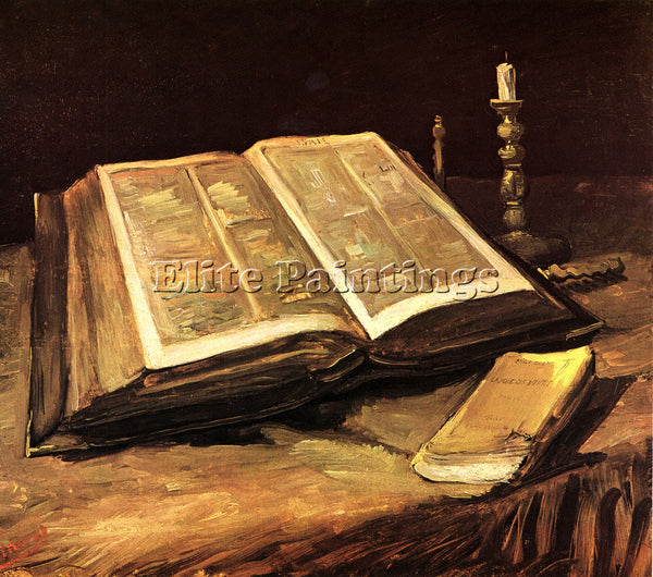 VAN GOGH STILL LIFE WITH BIBLE ARTIST PAINTING REPRODUCTION HANDMADE OIL CANVAS