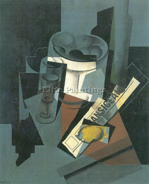JUAN GRIS STILL LIFE WITH NEWSPAPER ARTIST PAINTING REPRODUCTION HANDMADE OIL