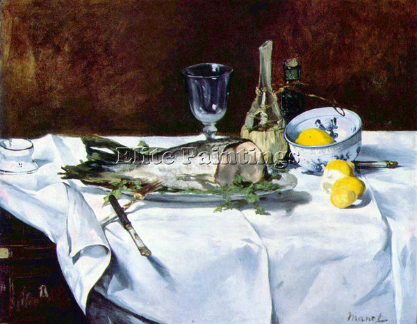 MANET STILL LIFE WITH SALMON ARTIST PAINTING REPRODUCTION HANDMADE CANVAS REPRO