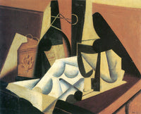 JUAN GRIS STILL LIFE WITH A WHITE TABLECLOTH ARTIST PAINTING HANDMADE OIL CANVAS