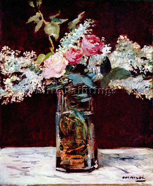 MANET STILL LIFE LILAC AND ROSES ARTIST PAINTING REPRODUCTION HANDMADE OIL REPRO