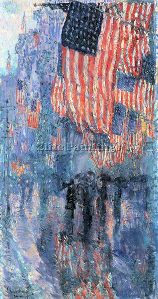 HASSAM STREET IN THE RAIN ARTIST PAINTING REPRODUCTION HANDMADE OIL CANVAS REPRO