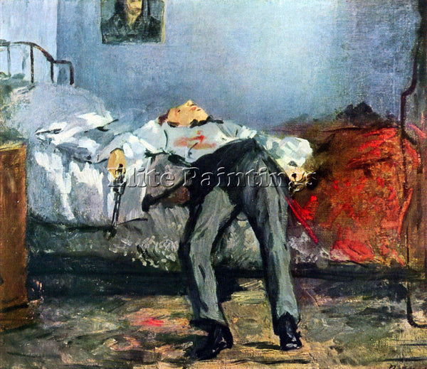MANET SUICIDE ARTIST PAINTING REPRODUCTION HANDMADE OIL CANVAS REPRO WALL  DECO