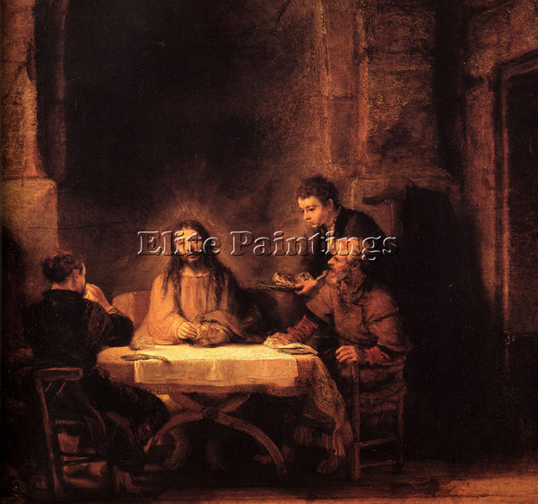 REMBRANDT SUPPER AT EMMAUS ARTIST PAINTING REPRODUCTION HANDMADE OIL CANVAS DECO