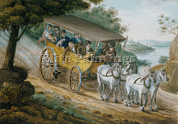 PAVEL PETROVICH SVININ TRAVEL BY STAGECOACH NEAR TRENTON NEW JERSEY PAINTING OIL