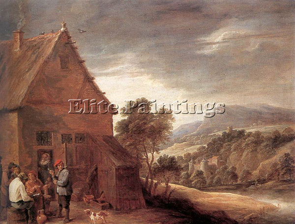 DAVID TENIERS THE YOUNGER BEFORE THE INN ARTIST PAINTING REPRODUCTION HANDMADE