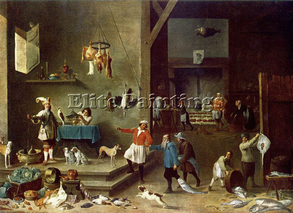 DAVID TENIERS THE YOUNGER THE KITCHEN ARTIST PAINTING REPRODUCTION HANDMADE OIL