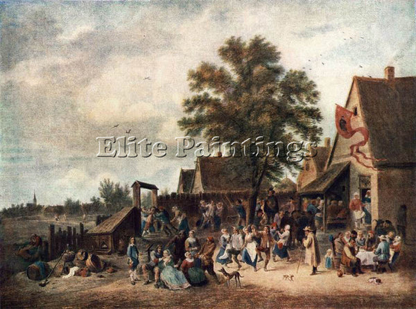 DAVID TENIERS THE YOUNGER THE VILLAGE FEAST ARTIST PAINTING HANDMADE OIL CANVAS
