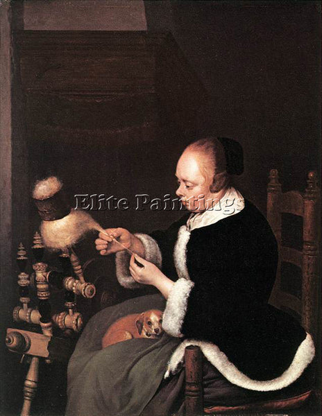 GERARD TER BORCH A WOMAN SPINNING ARTIST PAINTING REPRODUCTION HANDMADE OIL DECO