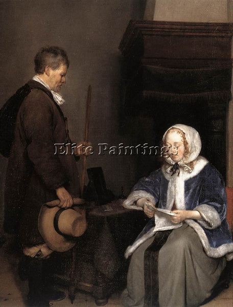 GERARD TER BORCH LADY READING A LETTER DETAIL ARTIST PAINTING REPRODUCTION OIL