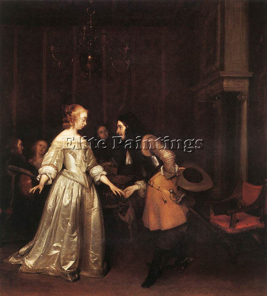 GERARD TER BORCH THE DANCING COUPLE ARTIST PAINTING REPRODUCTION HANDMADE OIL