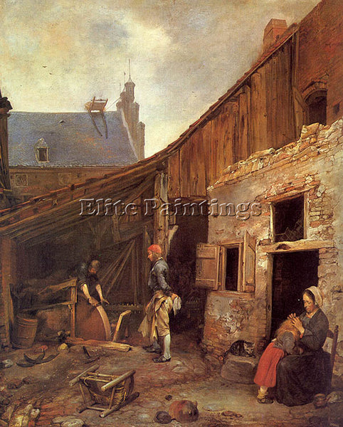 GERARD TER BORCH THE FAMILY OF THE STONE GRINDER ARTIST PAINTING HANDMADE CANVAS