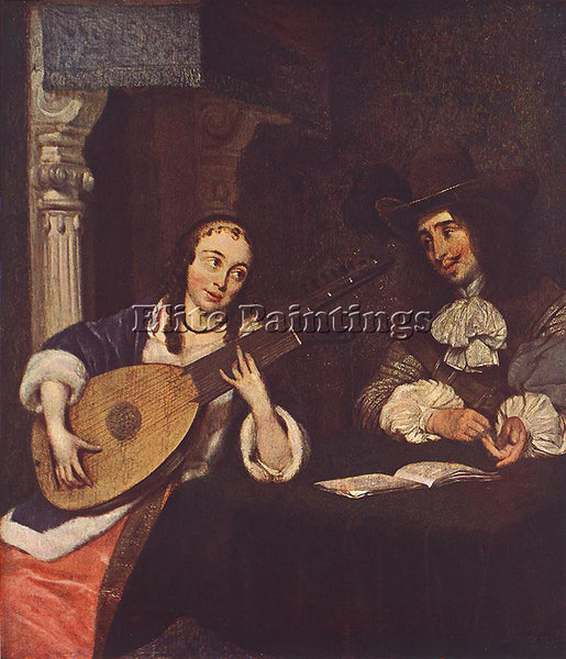 GERARD TER BORCH WOMAN PLAYING THE LUTE ARTIST PAINTING REPRODUCTION HANDMADE