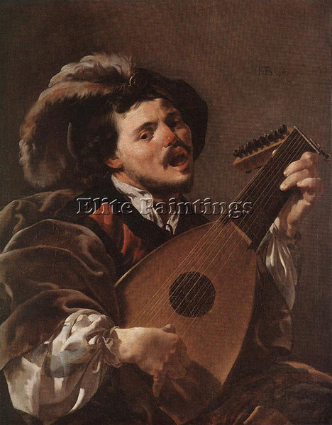 HENDRICK TERBRUGGHEN LUTE PLAYER ARTIST PAINTING REPRODUCTION HANDMADE OIL REPRO