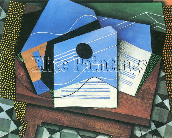 ABSTRACT & CUBISM TABLE WITH GUITAR ARTIST PAINTING REPRODUCTION HANDMADE OIL