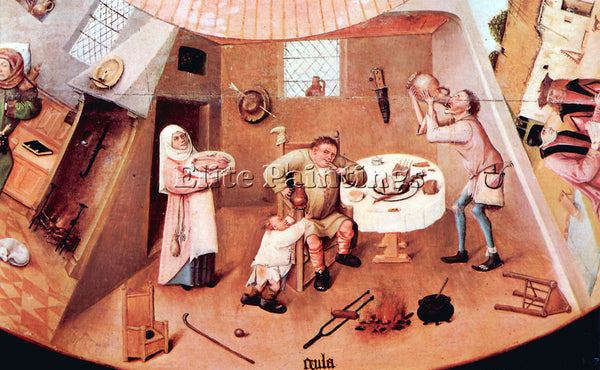 BOSCH TABLE WITH SCENES OF THE SEVEN DEADLY SINS DETAIL 4  ARTIST PAINTING REPRO