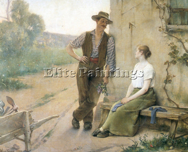 HENRI ADRIENE TANOUX TANOUX HENRIA DRIEN PEASANT COUPLE FARMYARD 1889 ARTIST OIL