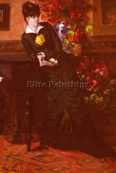 HENRI ADRIENE TANOUX TANZI LEON LOUIS ANTOINE ELEGANT LADY BLACK DRESS PAINTING