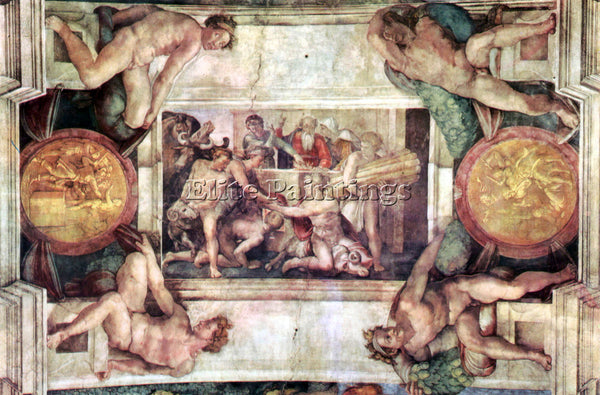 MICHELANGELO THANKS TO THE VICTIMS OF NOAH ARTIST PAINTING REPRODUCTION HANDMADE