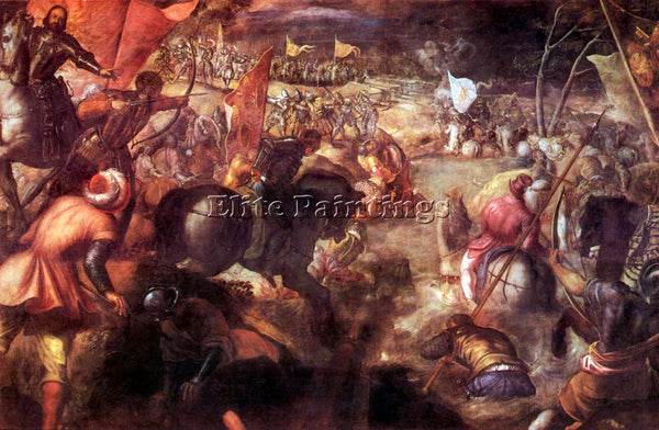 TINTORETTO THE BATTLE OF TARO ARTIST PAINTING REPRODUCTION HANDMADE CANVAS REPRO