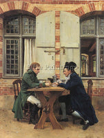 JEAN-LOUIS ERNEST MEISSONIER THE CARD PLAYERS 1872 15 75X12IN PAINTING HANDMADE